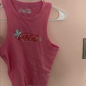 Coca-Cola Pink Floral Logo Ribbed Tank